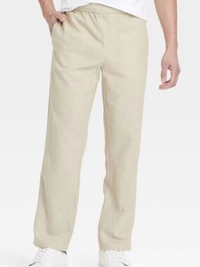 Men's Linen Blend Pull-On Pants - Goodfellow & Co XS